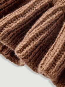 SHEIN MOD Elegant Brown Knit Cardigan For Women With V Neck And Gold Buttons Ruffled Hem And Cuffs Slim Fit Sweater Top,Fall And Winter Brown Sweater - Brown - View 6