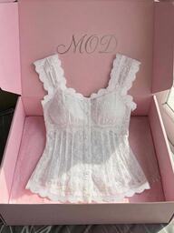 SHEIN MOD Camisa Feminina de Renda com Abotoamento Único, Estilo Doce para Encontros e Aniversários