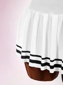 Amplova Women's Knight Pattern Colorblock Pleated Knit Dress - Black and White - View 7