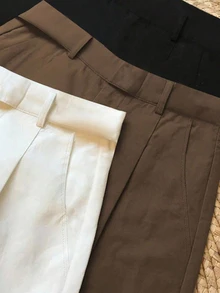女式黑白休闲裤，适合通勤、户外、办公室、夏季和秋季（不含腰带） - 彩色 - 查看 4