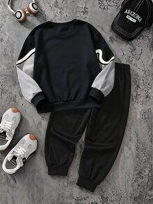 Kids Kids Kids Infant Toddler Round Neck Casual Pullover Sweatshirt With Fleece Lining, Thickened For Autumn/Winter Baby Boys - Multicolor - View 3