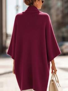 SHEIN Women's Solid Color Casual Elegant Versatile Daily Wear Cardigan Office Brunch Deep Purple - Red Violet - View 2
