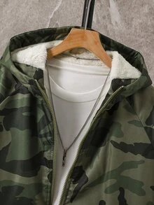 Casuvi Kids 1pc Teen Boys Hooded Fleece Jacket With Camouflage Pattern, Suitable For Autumn And Winter Commuting, Streetwear, And Outdoor Wear - Multicolor - View 7