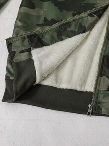 Casuvi Kids 1pc Teen Boys Hooded Fleece Jacket With Camouflage Pattern, Suitable For Autumn And Winter Commuting, Streetwear, And Outdoor Wear - Multicolor - View 6