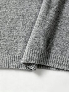 SHEIN Fall Winter Slouchy One Shoulder Knit Jumper Women Wide Sleeve Relaxed Fit Soft Cozy Sweater - Dark Grey - View 6