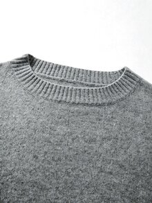 SHEIN Fall Winter Slouchy One Shoulder Knit Jumper Women Wide Sleeve Relaxed Fit Soft Cozy Sweater - Dark Grey - View 7