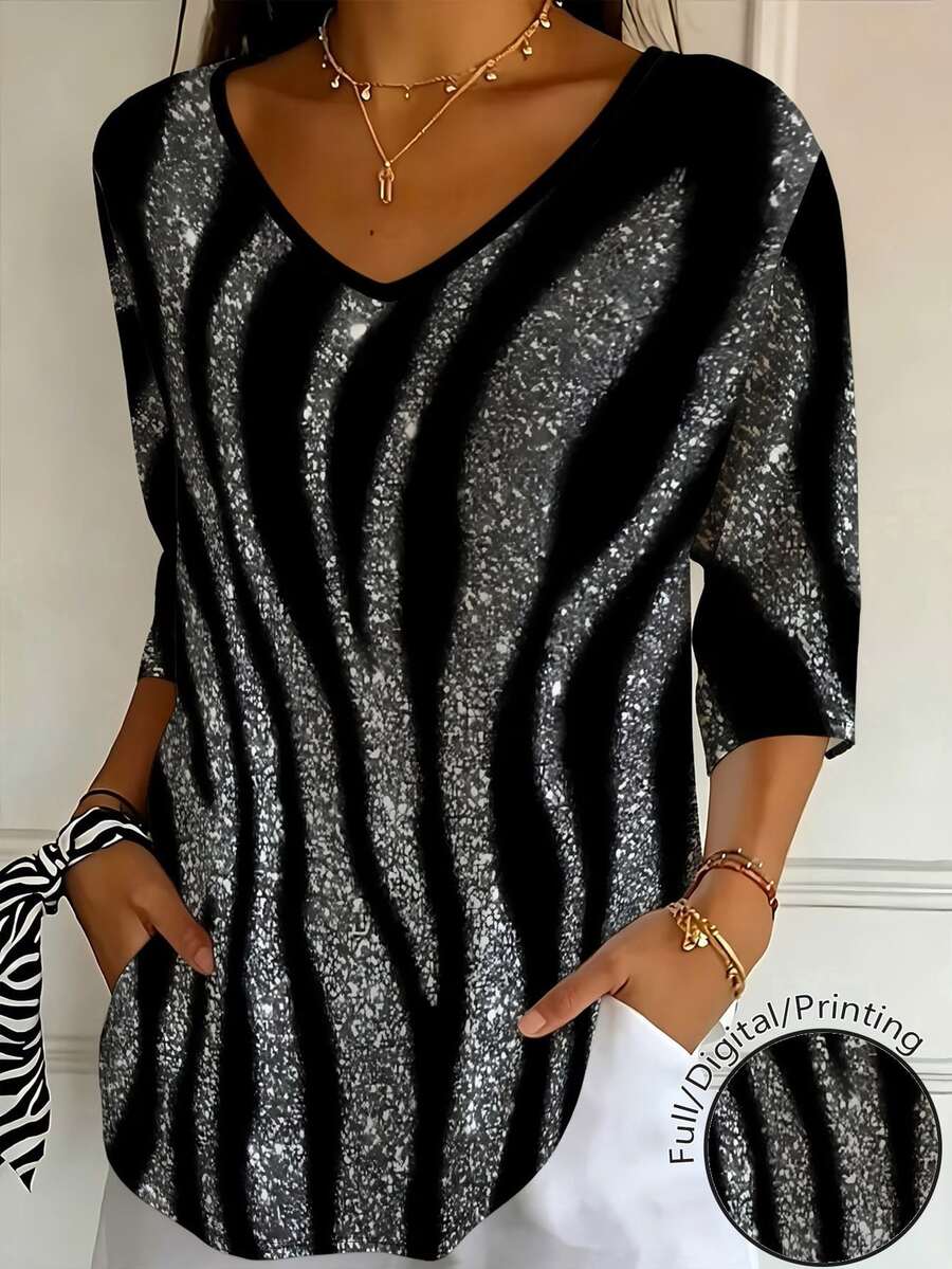 Weeklong Plus Size Women's V-Neck Casual Everyday T-Shirt - Multicolor - View 1
