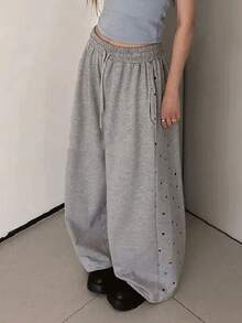 DAZY Women's Loose Korean Style Casual Daily Wear Sweatpants - Grey - View 4