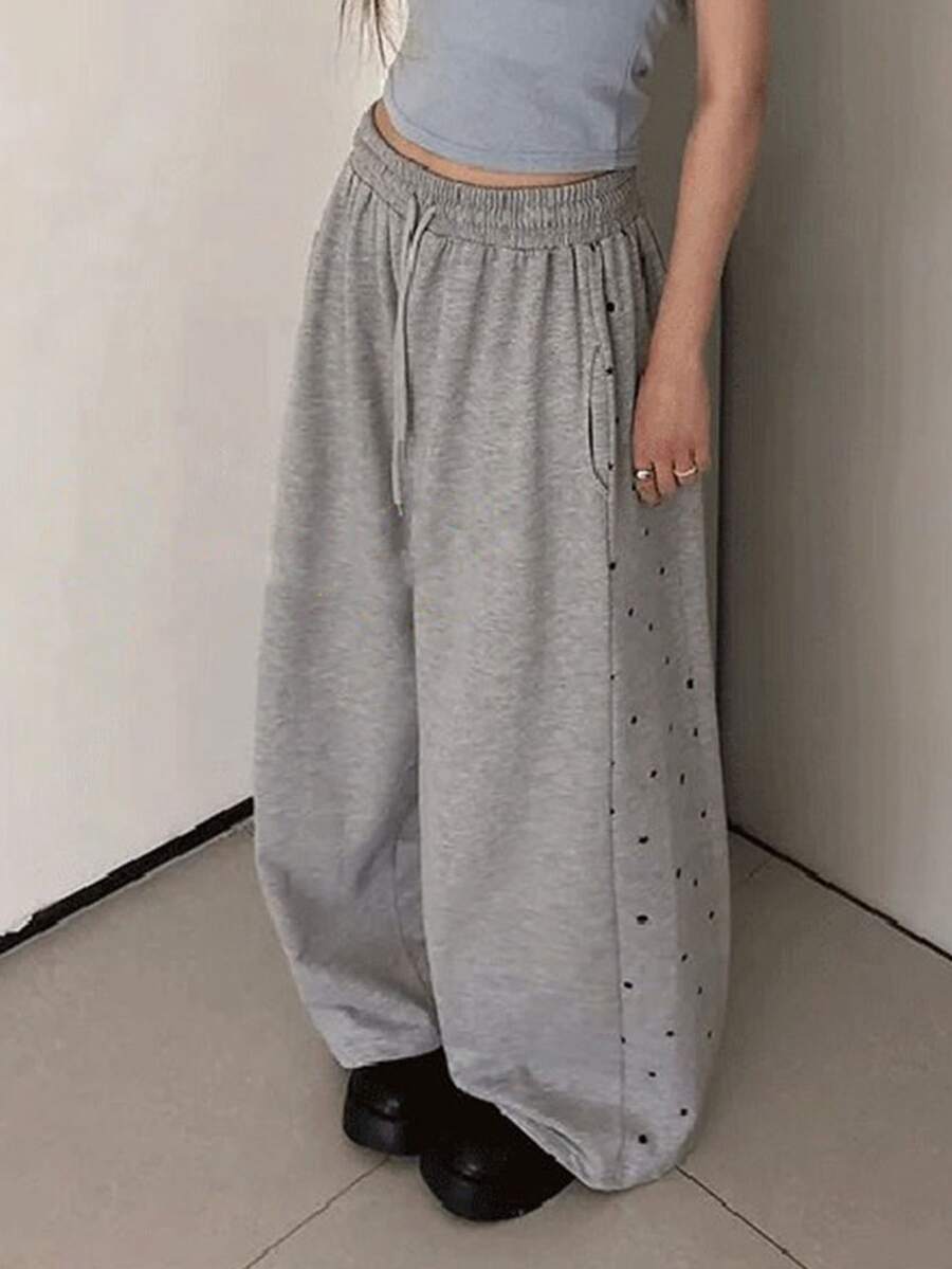 DAZY Women's Loose Korean Style Casual Daily Wear Sweatpants - Grey - View 1