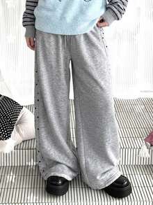 DAZY Women's Loose Korean Style Casual Daily Wear Sweatpants - Grey - View 6