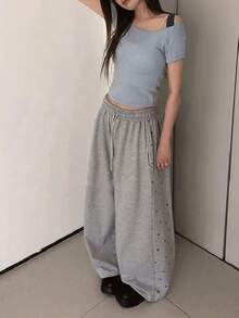 DAZY Women's Loose Korean Style Casual Daily Wear Sweatpants - Grey - View 7