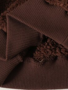 SHEIN Kids Tween Girl Autumn Winter Cartoon Pattern Plush Bear Print Loose Crew Neck Long Sleeve Pullover Sweatshirt And Pleated Wide Leg Long Pants Set - Coffee Brown - View 8