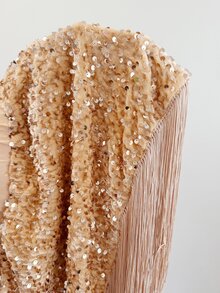 NU&NOW Plus Size Sequin Fringe Long Sleeve Stage Party Tie-Up 2 Pieces Set - Gold - View 7