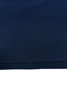 SHEIN Fall Elegant Navy Blue Blouse With Draped Neck, Button-Down Shirt For Women, Commuter Outfit, Split Cuffs With Button Decor Office Dinner - Navy Blue - View 9