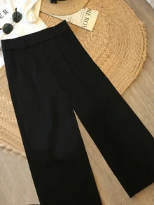 Women's Black White Casual Trousers, Suitable For Commuting, Outdoor, Office Work, Summer Autumn (Belt Not Included) Green - Multicolor - View 4