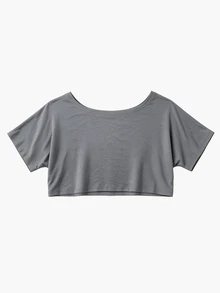 SHEIN Cropped Loose Fit T-Shirt T2026080203#Double Brushed Milk Silk 180G#Color 95 - Light Grey - View 3