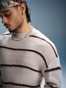 PAVTROS Men's Loose Striped Long Sleeve Casual Streetwear Sweater Vacation Fall - Multicolor - View 7