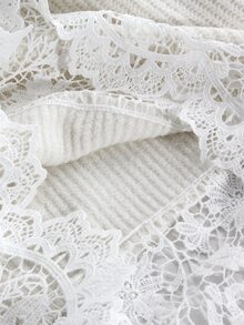 SHEIN Maternity Lace Patchwork Casual Everyday Knit Dress Winter - White - View 13
