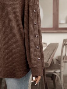 Rosumi Plus Size Women Casual Ribbed Long Sleeve T-Shirt Fall Fall Clothes For Women Fall Winter 2026 - Coffee Brown - View 4