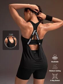 Powerista Women's Simple Versatile Sports Tank Top For Yoga And Fitness - Black - View 11