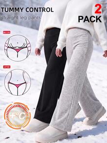SHEIN 2PCS Teen Girls Winter Pants - Multicolor - View 2