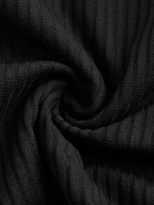 SHEIN Swim Plus Size Swimwear In Sweet & Cute Stripe Pattern With Special Fabric Black Tie & Ruffle Trim Bottom Summer - Black - View 3