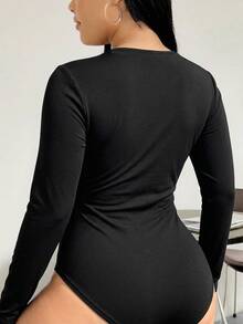Solflare Plus Size Solid Color Fitted Versatile Daily Wear Bodysuit - Multicolor - View 2