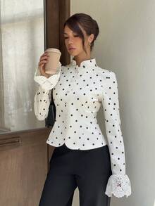 Siren Gaze Áo khoác ngắn nữ mới thu/đông với cúc thắt nút kiểu ếch - Màu be - Xem 1