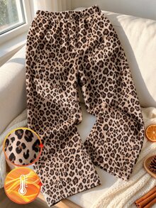 1 chiếc quần dài ống rộng lông xù cho bé gái tuổi teen, cạp chun mềm mại ấm áp, trang phục mùa đông - Nhiều màu - Xem 5