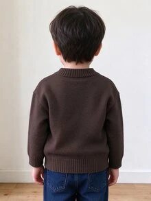 DAZY 嬰兒/男嬰圓領長袖秋冬韓風毛衣 - 咖啡棕 - 查看 6