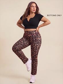 SHEIN Dewbera 女款大尺碼豹紋休閒運動緊身褲 - 彩色 - 查看 2