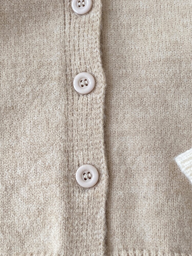 Baby Girls Sweater Co-Ords, Infant Girls Pullover Round Neck Knitted Long Sleeve Sweater, Pink Solid Color, Elegant And Stylish, + Knitted Wide Leg Pants, Suitable For Autumn/Winter, 2 Pieces Set, Fashionable And Versatile, Suitable For Daily Wear And Travel - Beige - View 4