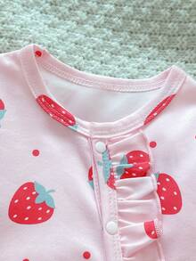 1 Pack Newborn Long Sleeve Footed Jumpsuit, Cute All-Over Print, Knitted Comfortable Soft, Versatile Fashion, Best Choice - Pink - View 5