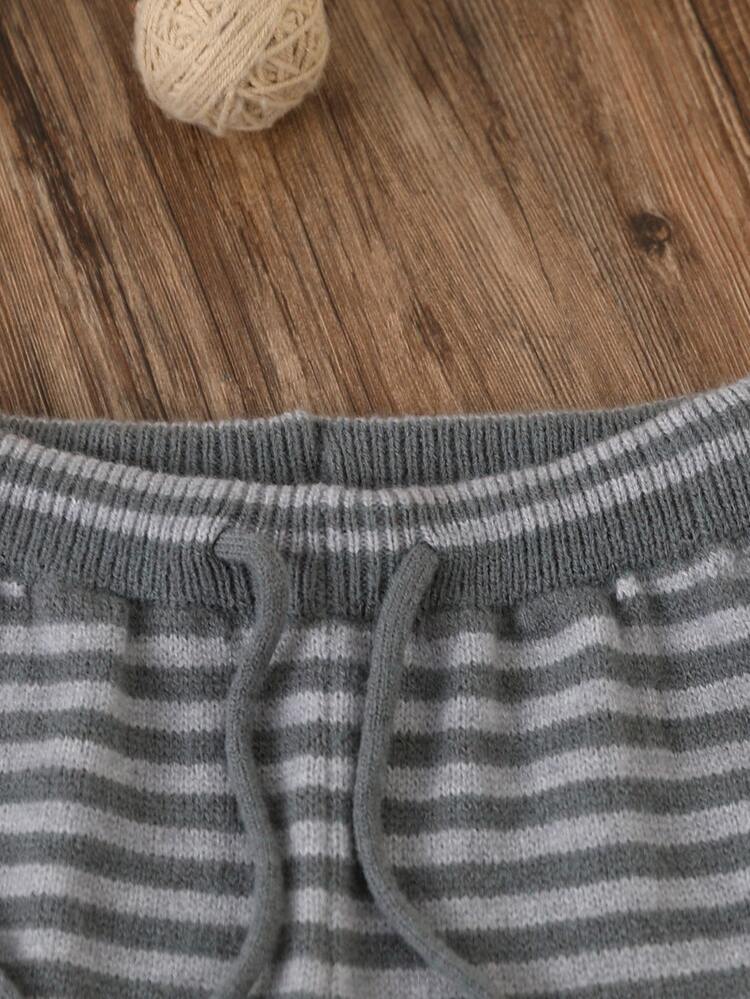SHEIN Autumn Clothes Tween Girls Grey Cute Casual Graphic Long Sleeve Star Heart Sweater Skirt Set, School Sports, Soft, Festival Christmas - Dark Grey - View 5