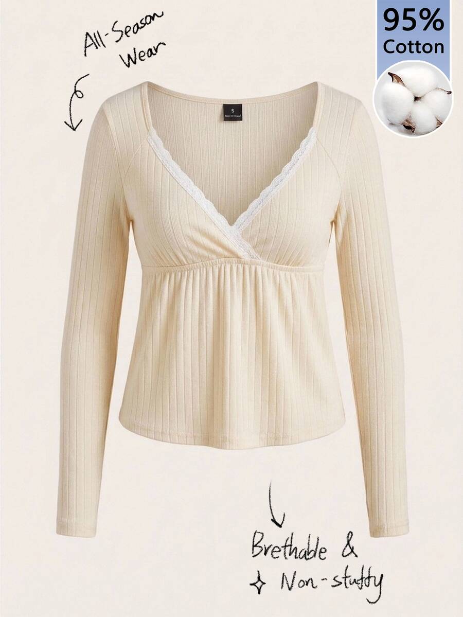 Tseoso Beige Knitted Jacquard Fabric Casual Romantic Elegant Women's ...
