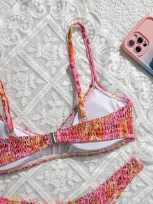 SHEIN Swim Springbreak Women's 2-Piece Swimwear, Random Ditsy Floral, Halter Strap, Sexy & Fashionable Beach Bikini Set - Multicolor - View 6