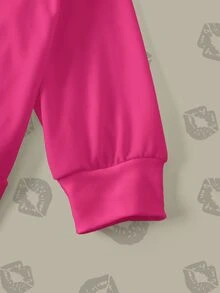 Betty Boop x SHEIN Women's Cartoon Print Long Sleeve Crew Neck Sweatshirt - Pink - View 9
