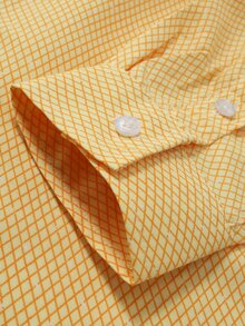 Manfinity AFTRDRK Men's Plaid Single-Breasted Casual Long Sleeve Formal Shirt For Commuting, Autumn, Fall - Yellow - View 4