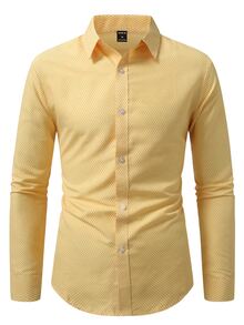 Manfinity AFTRDRK Men's Plaid Single-Breasted Casual Long Sleeve Formal Shirt For Commuting, Autumn, Fall - Yellow - View 3