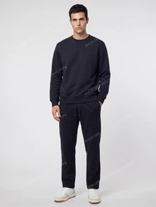 TekDrob Classic Crew Neck Sweatshirt With Soft Touch And Keep Warm Effect - Black - View 8