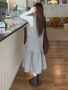 DAZY Women's Casual Sleeveless Layered Korean Style Girly Aesthetic Dress - Grey - View 2