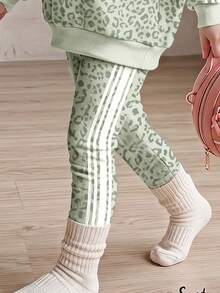 Young Girl Casual Long Kids Sleeve Hooded Sweatshirt & Leggings 2 Pieces Set, Suitable For Autumn/Winter - Multicolor - View 6