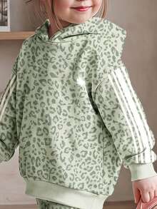 Young Girl Casual Long Kids Sleeve Hooded Sweatshirt & Leggings 2 Pieces Set, Suitable For Autumn/Winter - Multicolor - View 5