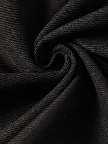 Rometta Plus Size Cinched Waist Corduroy Long Sleeve Dress, Autumn/Winter - Black - View 7