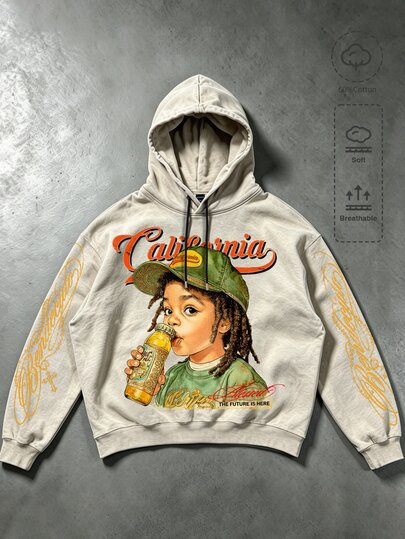 2026 Autumn/Winter New Men's Sweatshirt Streetwear College Style Unisex Couple Heavy Graphic Print Women's Pure Cotton Pullover Sweatshirt Winter Long Sleeve Top