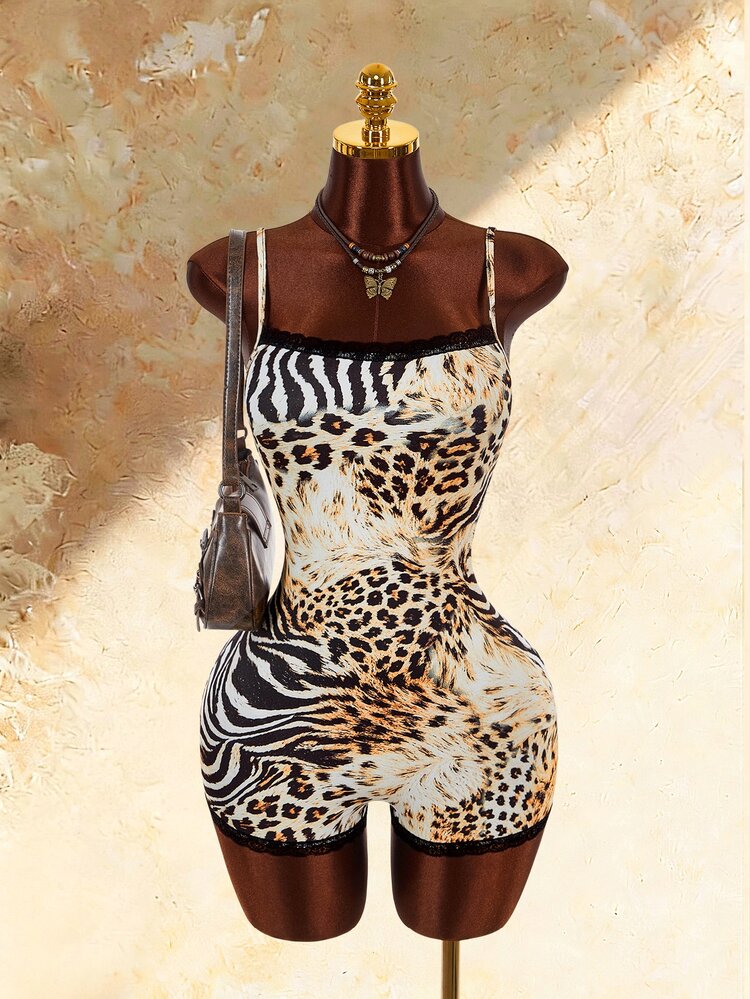 Amplova Women's Y2K Low Cut Colorful Leopard Print Bodycon Mini Dress - Pink - View 4