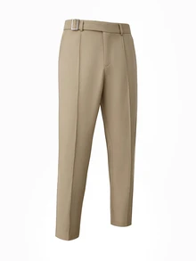 Manfinity Mode Men's Black Waistband Metal Square Buckle Fashion Business Casual Suit Pants, Formal, Old Money - Khaki - View 5