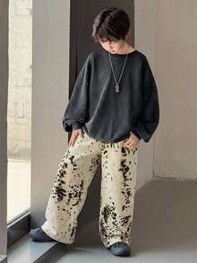 Dazy Kids Boys' (Big) Straight Leg Leopard Print Casual Long Pants Denim Jeans, Autumn/Winter - Beige - View 6