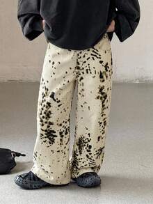 Dazy Kids Boys' (Big) Straight Leg Leopard Print Casual Long Pants Denim Jeans, Autumn/Winter - Beige - View 1