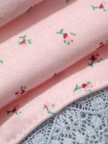 DAZY 2pcs/Set Women's Sweet Lace Patchwork Floral Loose Long Sleeve Cardigan Top & Straight Long Pajama Pants Sleepwear Set - Pink - View 9